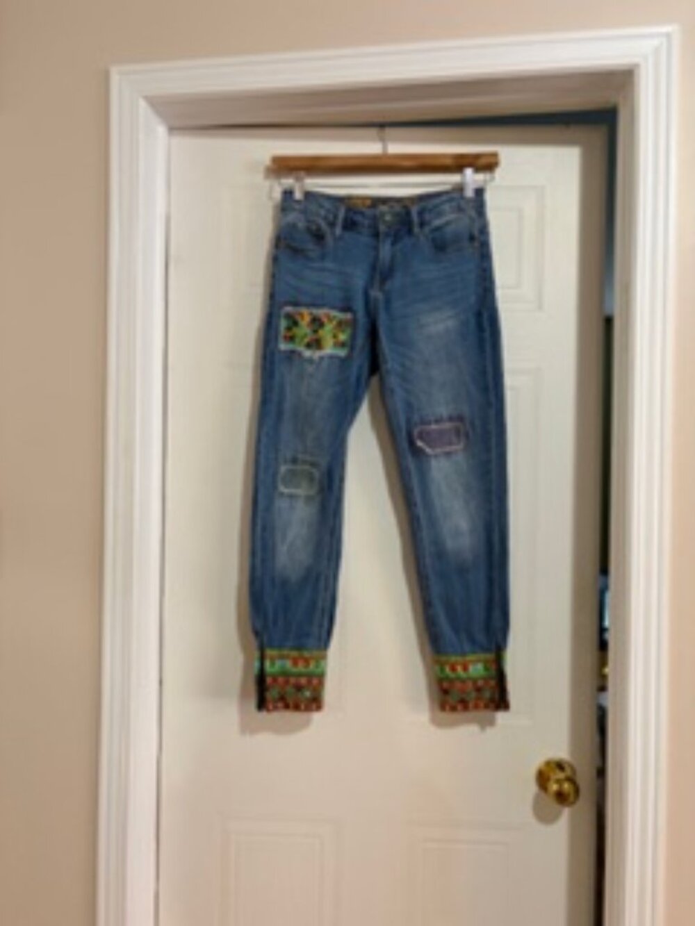Desigual Boho Embroidered Denim Jeans, Women's size 26